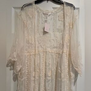 LC Lauren Conrad Cream Lace Overlay